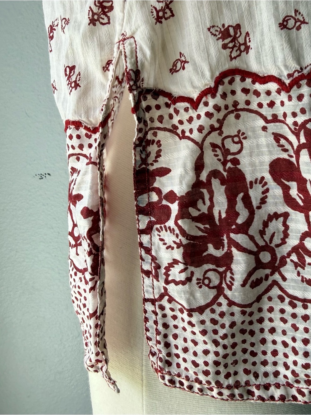 Anthropologie Pilcro Boho Floral Puff Sleeve Cotton Peasant Blouse Small - Picture 4 of 11
